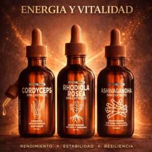 Combo Energía y vitalidad PRO – Cordyceps + Rhodiola + Ashwagandha | Adaptógenos Grana Terra